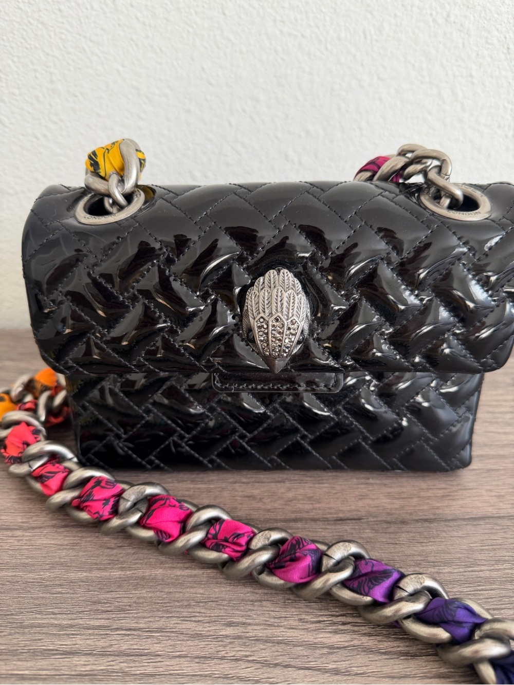 Black Quilted Crossbody Bag with Chain